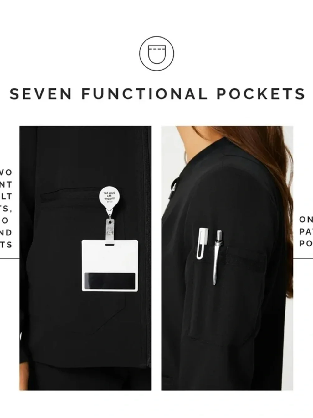 Figs Women's Black Bellery Scrub Jacket - Picture 4 of 7
